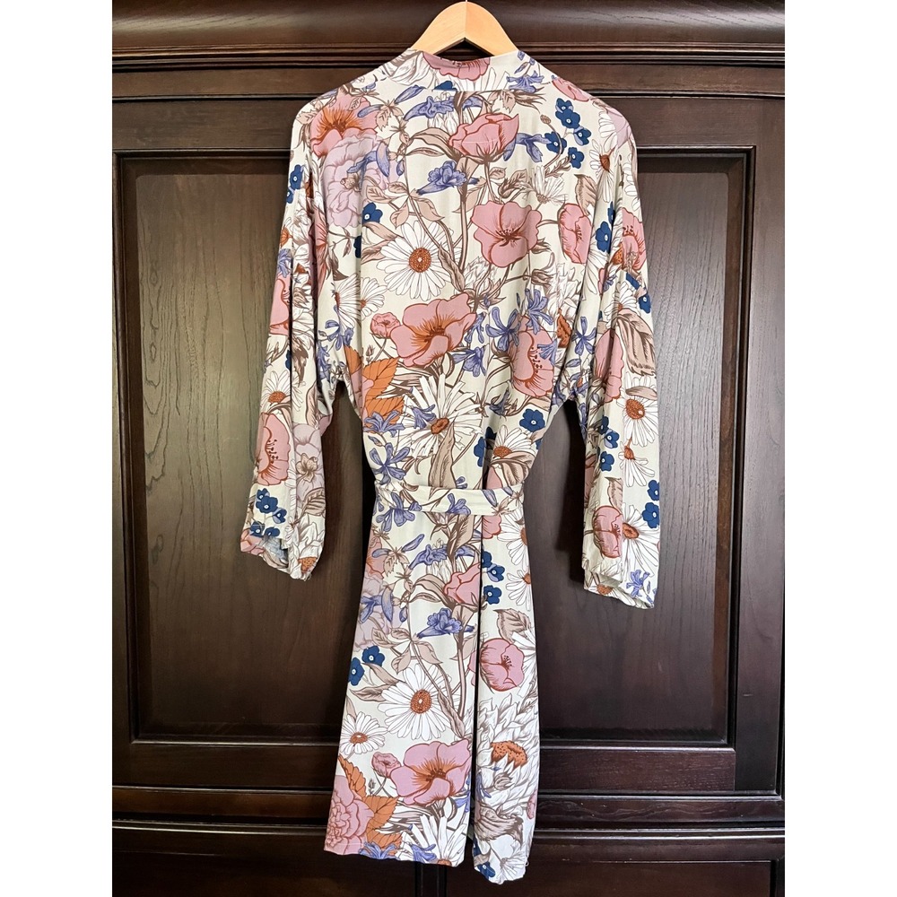 Day of Blossom 100% Rayon Belted Floral Kimono Robe 3/4 Sleeves Womens Size XL - Picture 6 of 7